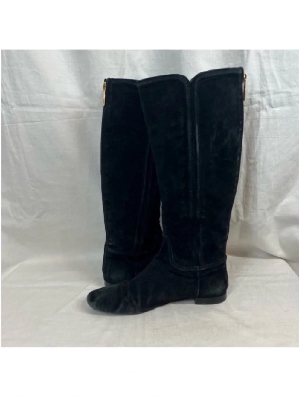 Tory Burch suede leather knee high riding boots black classic chic
